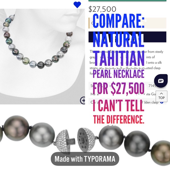 NWOT Multicolor Faux South Sea Pearl Necklace, 18” Choker w rhinestone clasp - Picture 5 of 8